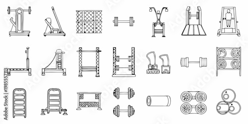 Detailed line drawing showcasing various vintage circus and fairground equipment