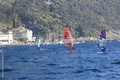 Windsurfers on the lake Garda