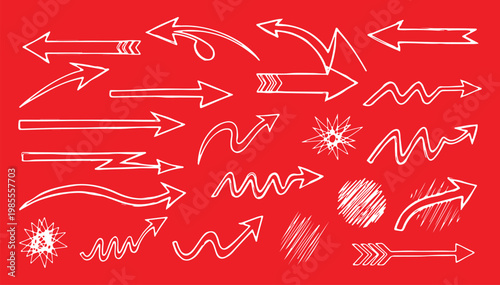 Collection hand drawn arrows. Set simple arrows isolated on white background. Arrow mark icons. Arrow paint