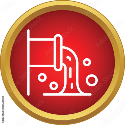 Industrial pipe discharging toxic brown liquid waste water causing environmental pollution