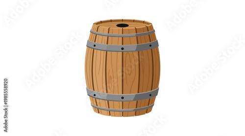 Flat of wooden barrel with metal hoops flat wooden barrel
