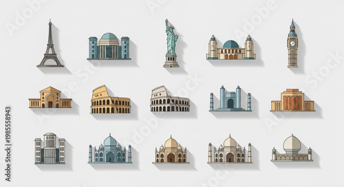 Collection of Famous World Landmarks and Architecture.