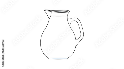Flat outline of a white pitcher jug with handle flat outline white pitcher