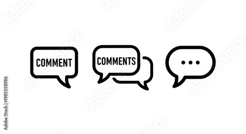 Minimalist speech bubble icons for comment and online discussion features in social media user interface and mobile application design with comments communication interface discussion feedback