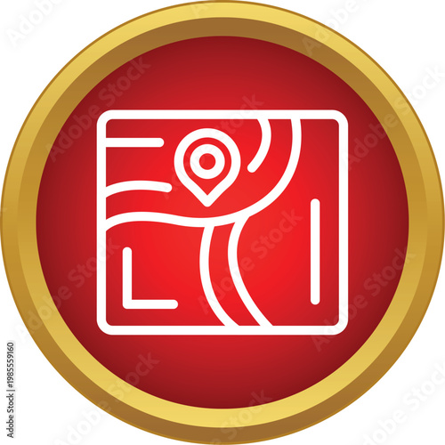 Digital map screen with a pinpoint mark indicating a specific geographic place