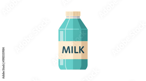 Flat teal milk jug with white label flat milk jug teal container