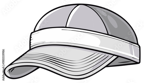Stylized illustration of a simple baseball cap with a visor and clean lines on a white background.