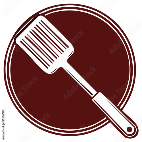 Kitchen spatula silhouette icon. Cooking tool graphic for food preparation or baking. Modern culinary utensil symbol in vector.