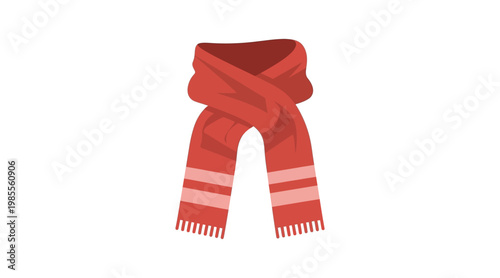 Red and cream striped scarf flat red scarf knitted scarf