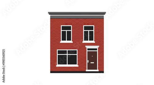 Foto Red brick townhouse with white trim and dark door brick house