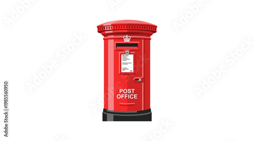 Red traditional pillar post office box with union jack