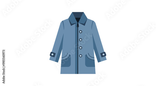 Light blue button-up winter coat with contrast lapels and pockets