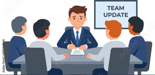 Business team meeting with diverse employees and leader in office