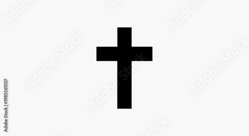 Simple black Christian cross symbol on a clean white backdrop for religious themes and graphic design elements; classic and minimal style