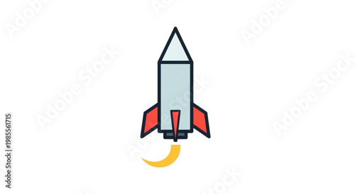 Simple rocket ship icon flat vector illustration for space exploration and startup concepts isolated on white background