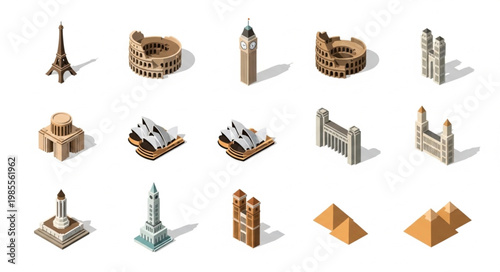 Collection of Famous World Landmarks and Monuments.