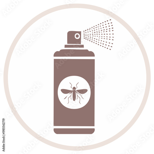 Insecticide spray graphic icon design in a brown and white color palette