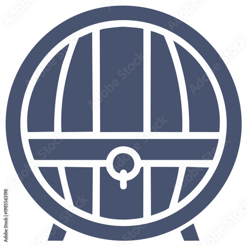Illustrated liquor or beer barrel - cask for storage of drinks or spirits, keg icon, distillery theme, pub sign