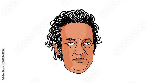 Franz Schubert portrait, flat vector illustration