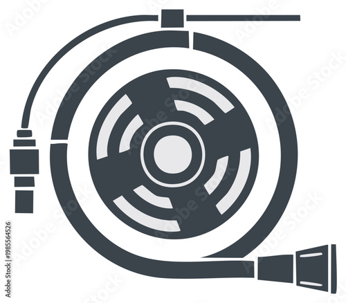 Industrial cable spool with flexible conduit icon illustration for vector design