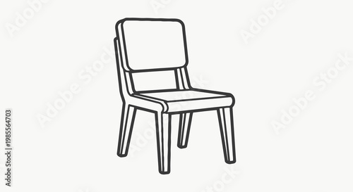Isolated outline drawing of a modern chair with padded seat and back minimalist furniture design clean lines simple interior