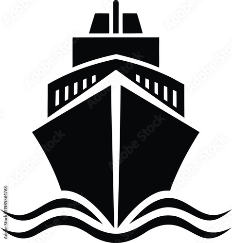 A Large Ship Sailing On The Water Vector, illustration