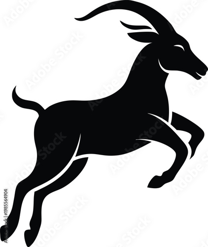 A Black Silhouette Of A Leaping Antelope Vector, illustration