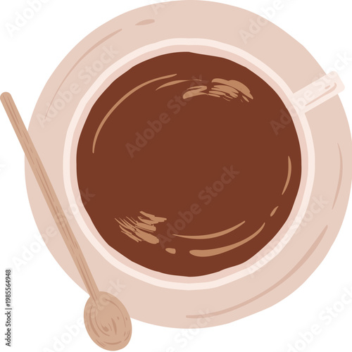 Overhead view of a cup of coffee