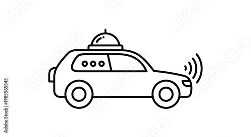 Autonomous car line drawing with lidar sensor and communication waves for automated driving and navigation system design