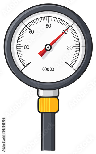Pressure Gauge With Red Needle Showing High Reading