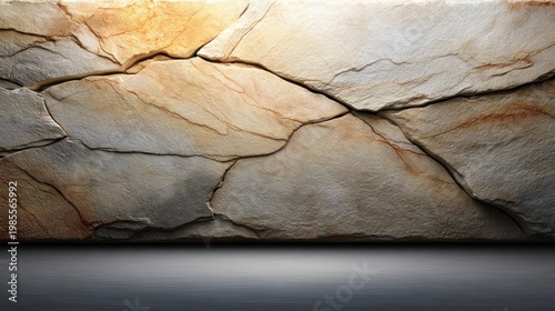 Detailed Texture of Natural Stone Surface with Cracks and Color Variation for Background or Interior Design Applications