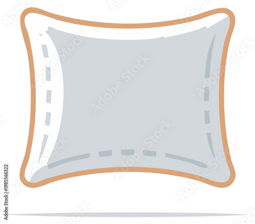 Gray Comfortable Pillow with Tan Border, Soft Sleep Accessory for Bedroom Decor