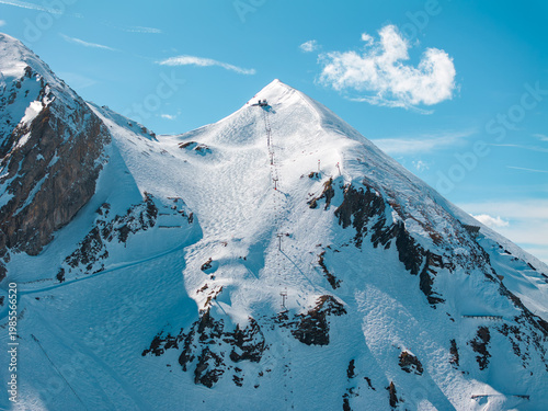 The Gamsleiten peak and the historic Gamsleiten 2 in Obertauern Austria