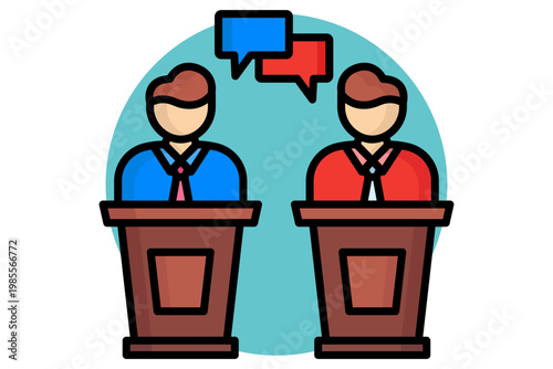 Debate icon. Icon related to bureaucracy. Government elements vector illustration. colored icon style