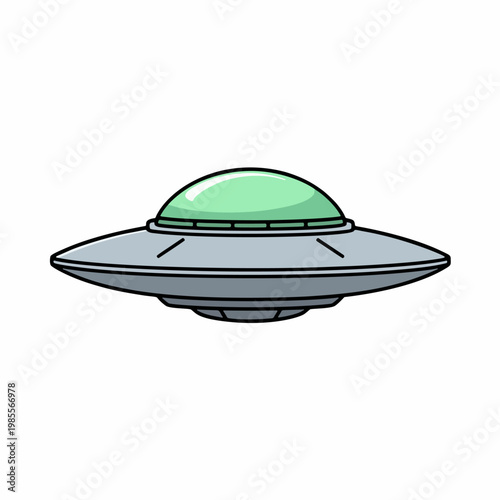 Green Alien UFO Flying Saucer Spaceship Vector Icon