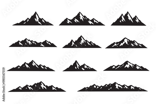 mountain badge silhouette illustration set