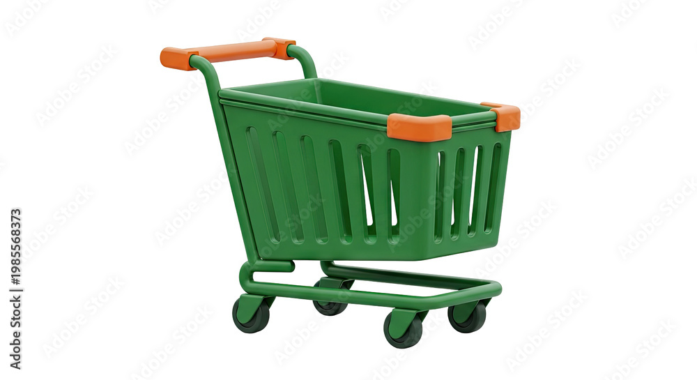 Fototapeta premium Green Shopping Cart with Orange Accents