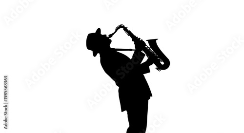 Man Playing Saxophone in Silhouette Form.