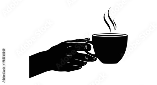 Hand holding a hot coffee cup.