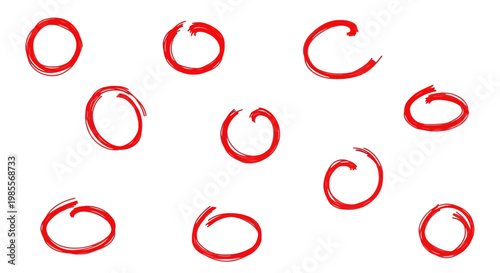 Red rubber bands in various shapes.