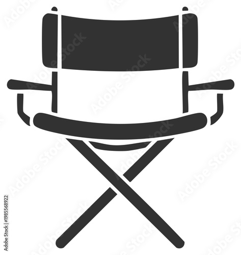 Director's chair icon.  Simple director's chair symbol. Moviemaking or movie industry equipment silhouette.