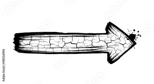 Black and white cracked arrow sign.