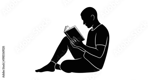 Man sitting and reading book.