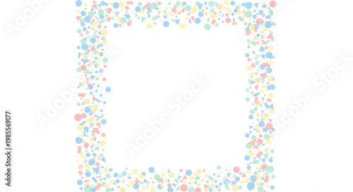 Colorful confetti frame border decoration.