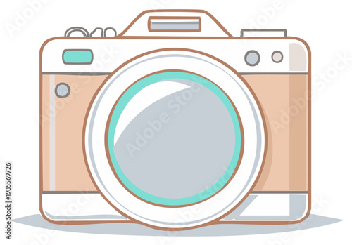 Retro camera illustration, pastel colors, vector drawing, photography concept