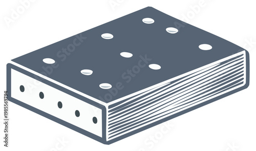 Vector illustration of a book with visible page edges and screws.