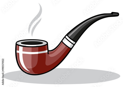 Classic Smoking Pipe with Rising Steam