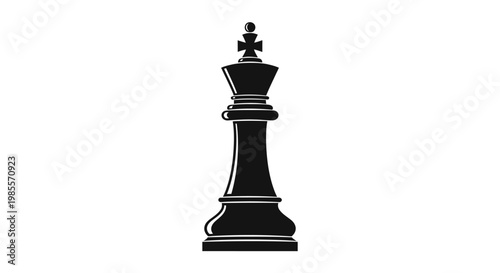 Black chess king piece standing alone.