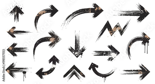 Collection of black abstract arrows.