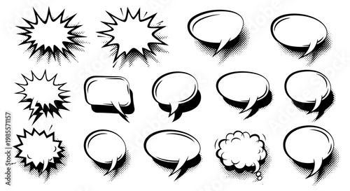 Black and white comic speech bubbles.